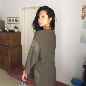 & other stories zipper army green oversize heavy sweater dress